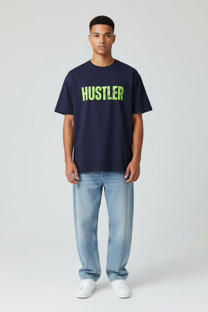 Hustler Graphic T-Shirt  Bold Neon Text Garment-Dyed Tee