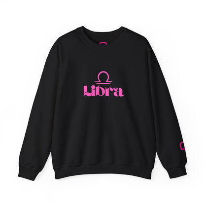 Libra Zodiac Crewneck Sweatshirt Pink Libra Symbol Graphic