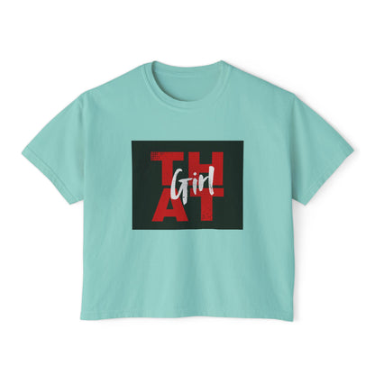 That Girl Boxy Tee  Retro Red Graphic Women's Crop T-Shirt