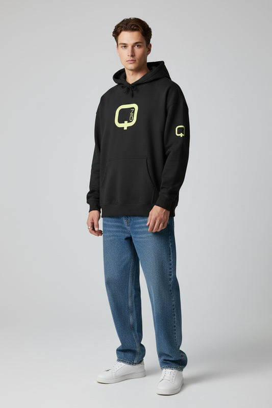 Organic Relaxed Hoodie with Minimal Neon O+N Logo