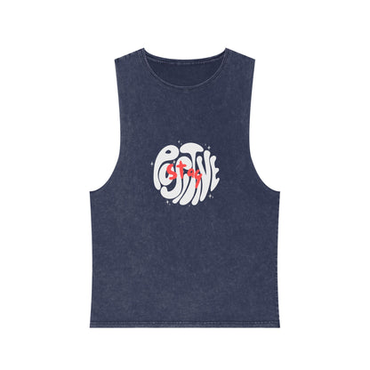 Stonewash Graphic Tank Top — Retro 'GAME' Swirl Design