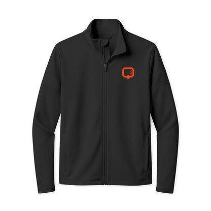 Travel Full-Zip Jacket — Lightweight Navy Travel Jacket with Orange Q Logo