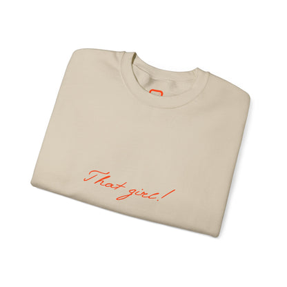 That Girl Crewneck soft Sweatshirt Minimal White Pullover with Script Text