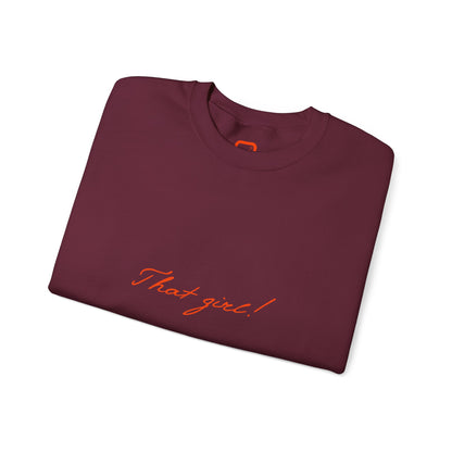 That Girl Crewneck soft Sweatshirt Minimal White Pullover with Script Text