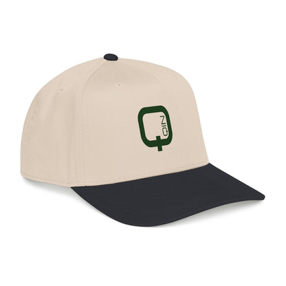 Q Coin Logo Baseball Cap  Vintage Green Embroidered Mid-Profile Hat