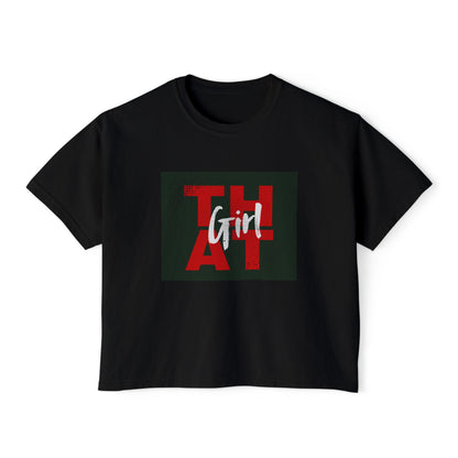 That Girl Boxy Tee  Retro Red Graphic Women's Crop T-Shirt