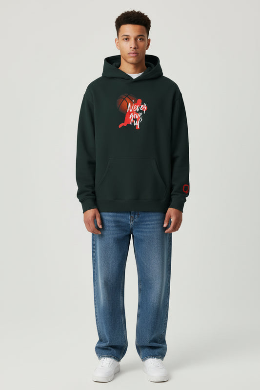 Basketball 'Never Give Up' Relaxed Hoodie