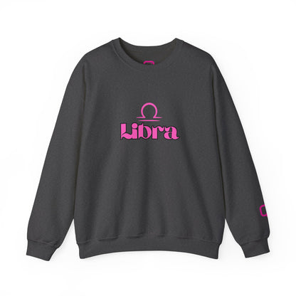 Libra Zodiac Crewneck Sweatshirt Pink Libra Symbol Graphic