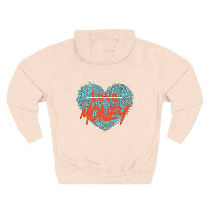 Hoodie 'Love X Money' Heart Graphic Fleece Hoodie