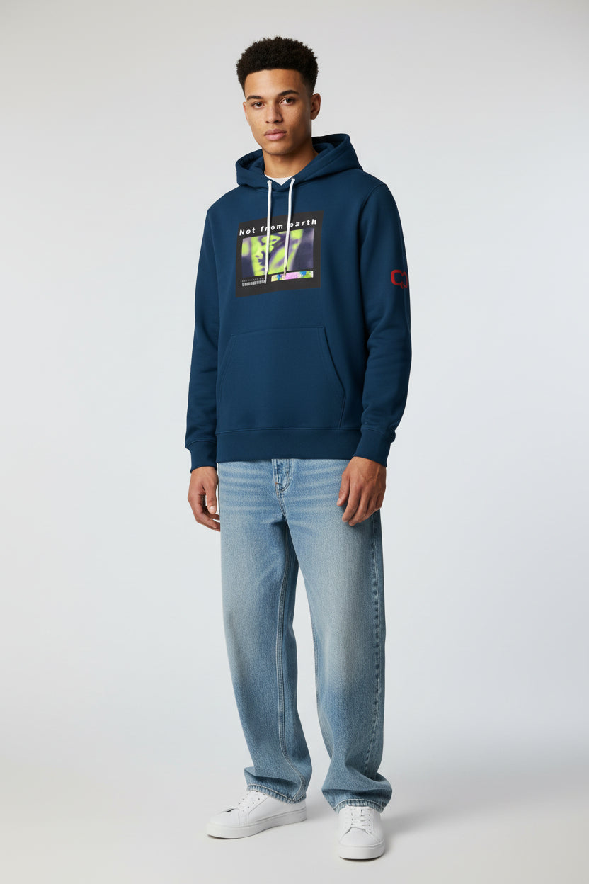 Not From Earth Hoodie  Retro Alien Graphic Pullover
