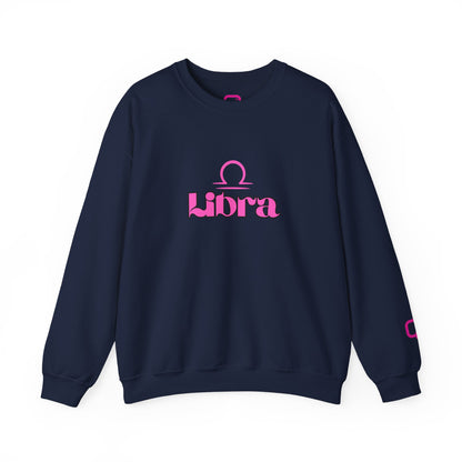 Libra Zodiac Crewneck Sweatshirt Pink Libra Symbol Graphic