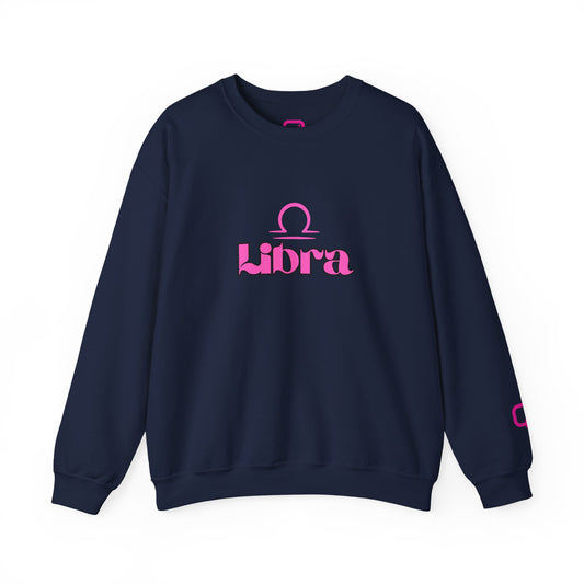 Libra Zodiac Crewneck Sweatshirt Pink Libra Symbol Graphic