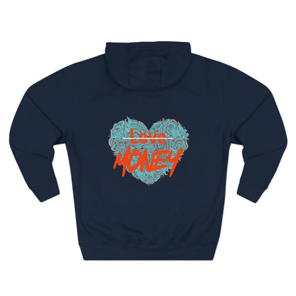 Hoodie 'Love X Money' Heart Graphic Fleece Hoodie
