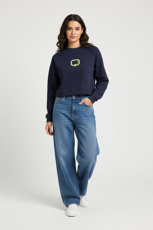 Cropped Pullover - Minimal Q Logo Cozy Fleece for Women