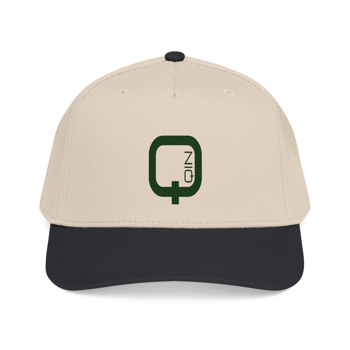 Q Coin Logo Baseball Cap  Vintage Green Embroidered Mid-Profile Hat