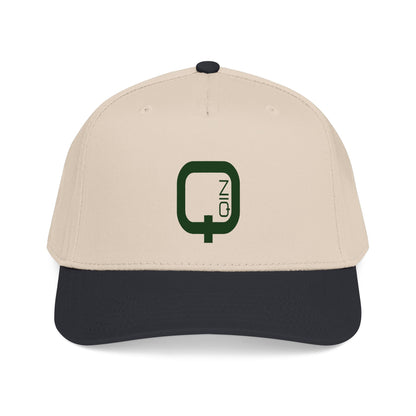 Q Coin Logo Baseball Cap  Vintage Green Embroidered Mid-Profile Hat