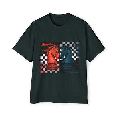 Chess Knight Duel Graphic Tee  Red vs Blue Knights Oversized Men’s Shirt