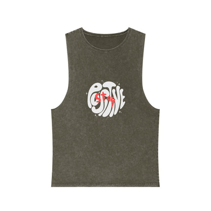 Stonewash Graphic Tank Top — Retro 'GAME' Swirl Design