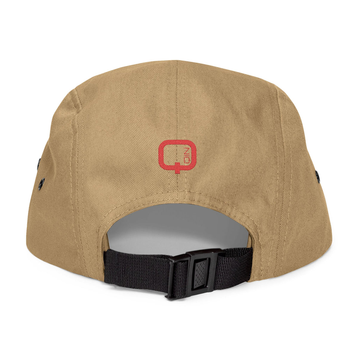 Embroidered 'why?' 5-Panel Cap – Minimalist Tan Streetwear Hat