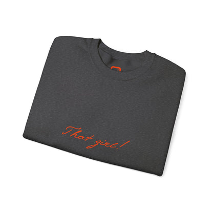 That Girl Crewneck soft Sweatshirt Minimal White Pullover with Script Text