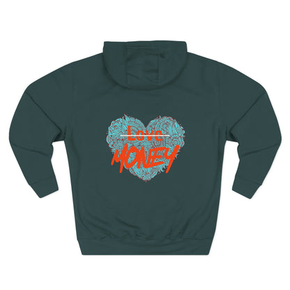 Hoodie 'Love X Money' Heart Graphic Fleece Hoodie