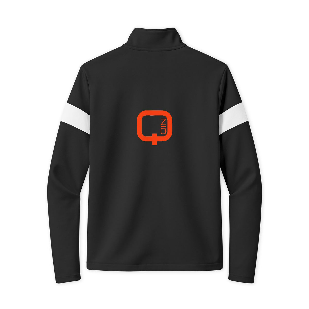 Travel Full-Zip Jacket — Lightweight Navy Travel Jacket with Orange Q Logo