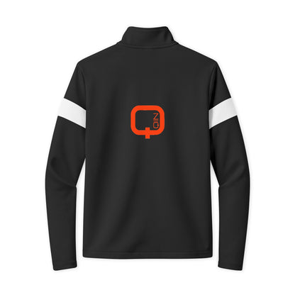 Travel Full-Zip Jacket — Lightweight Navy Travel Jacket with Orange Q Logo